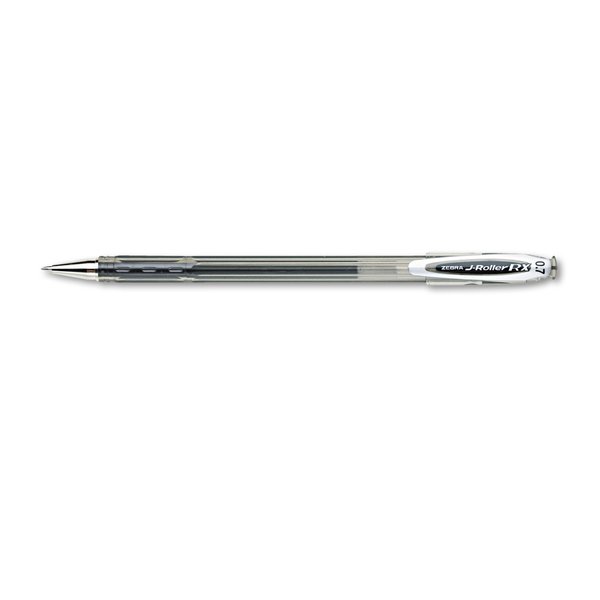 Zebra Pen J-Roller RX Gel Pen, Stick, Medium 0.7 mm, Black Ink, Smoke Barrel, 12PK ZEB43110